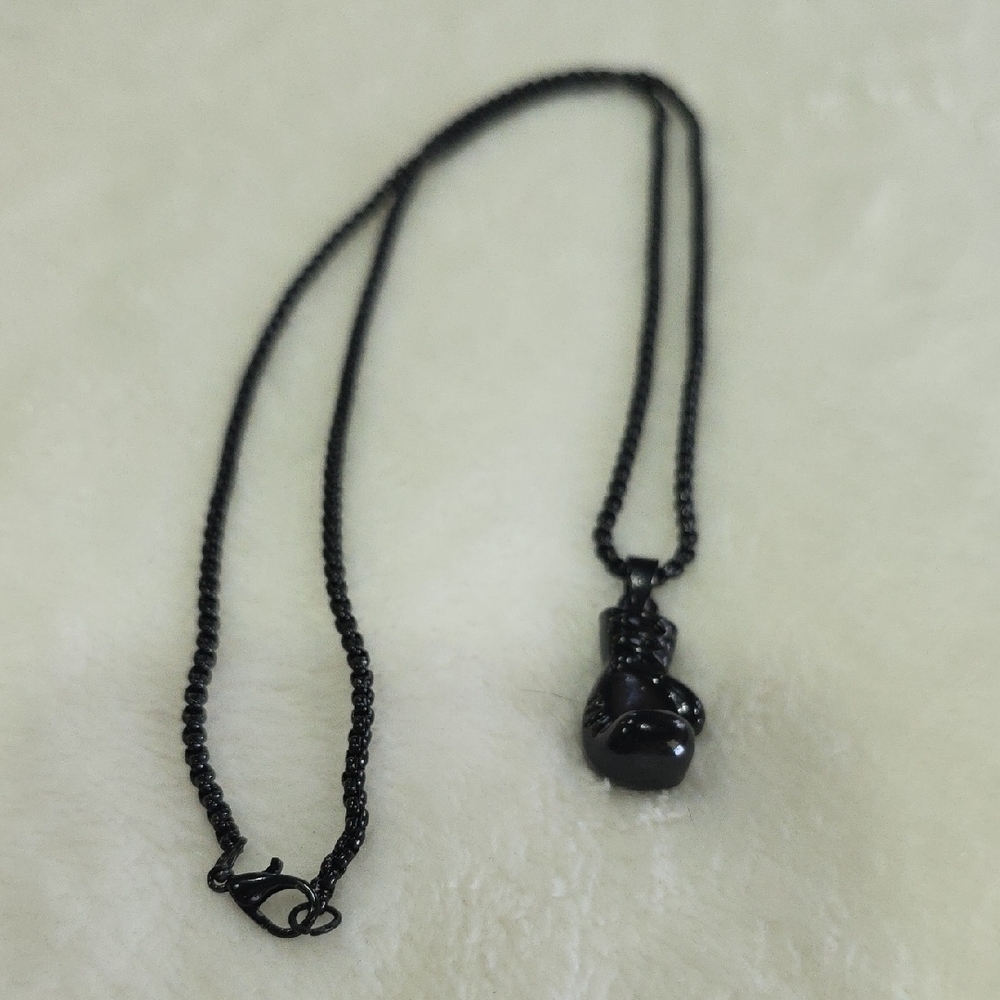 Elegant Black Boxing Glove Necklace